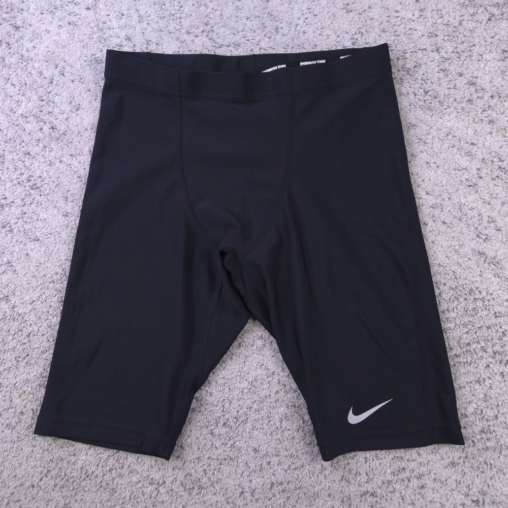 Nike Running Tights Mens Small Half Length Compression Black Inner Pocket Fast